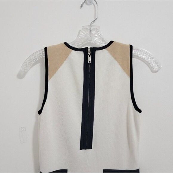 TORN By Ronny Kobo Colorblock Bodycon Striped Black White Tan Dress Small - Picture 9 of 11